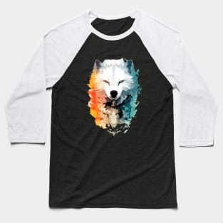 Wolf Wild Nature Animal Colors Art Paint Baseball T-Shirt